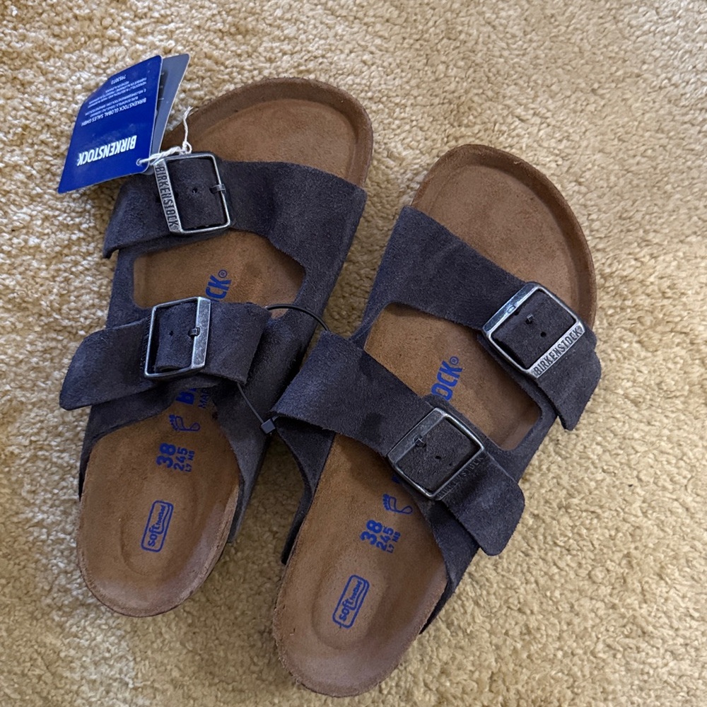 Birkenstock Charcoal Suede Sandals